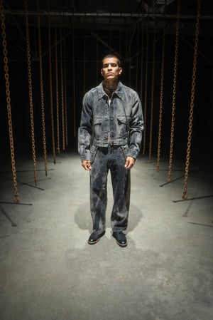 CHAINED DENIM JEANS - SMOKE WASH