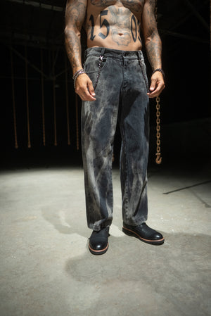 CHAINED DENIM JEANS - SMOKE WASH