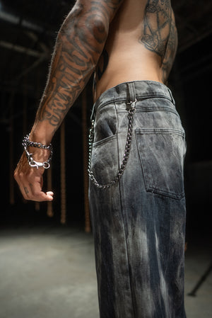 CHAINED DENIM JEANS - SMOKE WASH