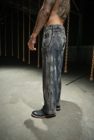 CHAINED DENIM JEANS - SMOKE WASH