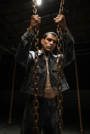 CHAINED DENIM JACKET - SMOKE WASH