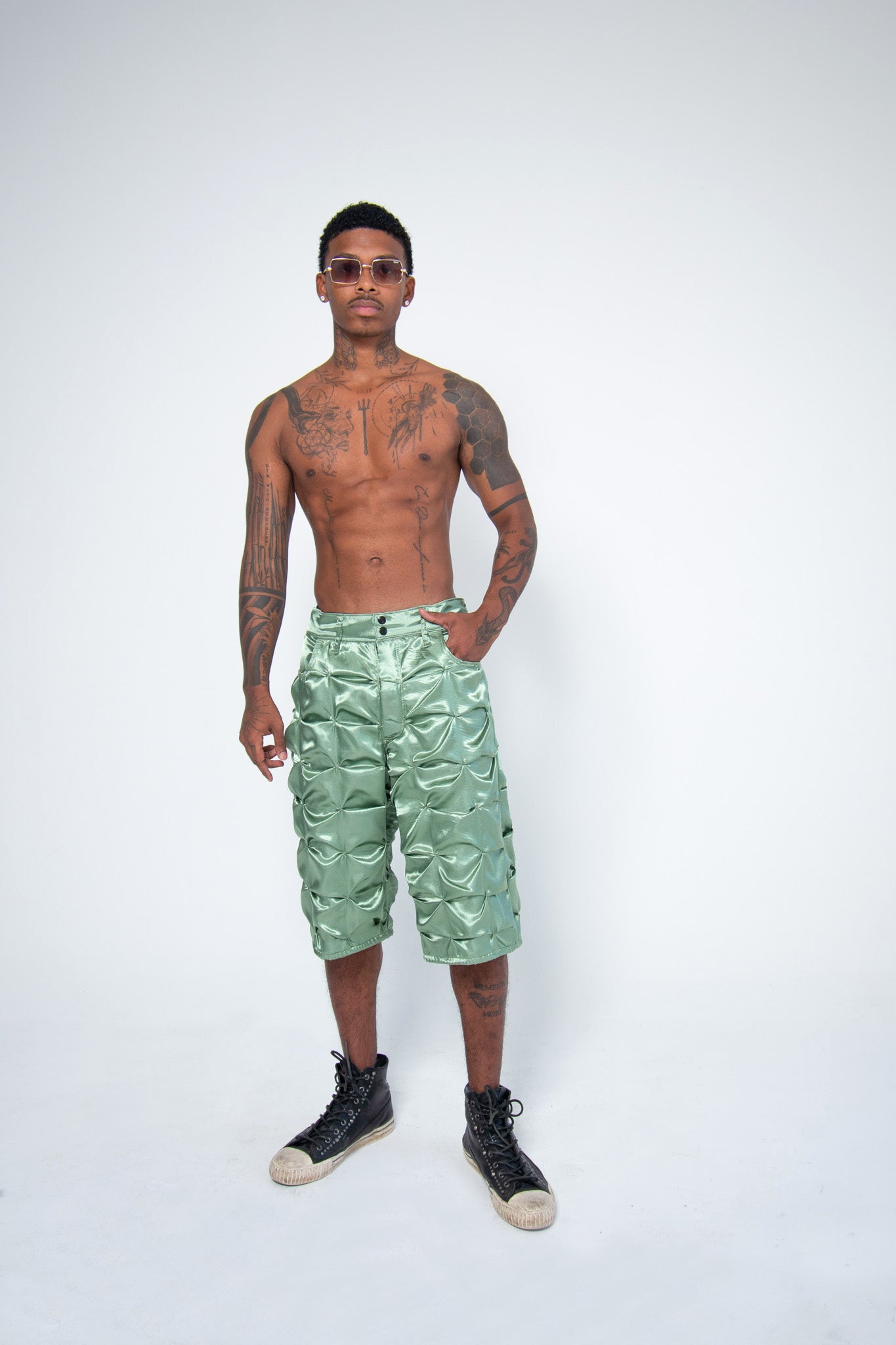 FLUIDITY GREEN SHORTS