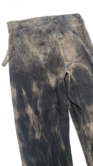 CHAINED DENIM JEANS - SMOKE WASH