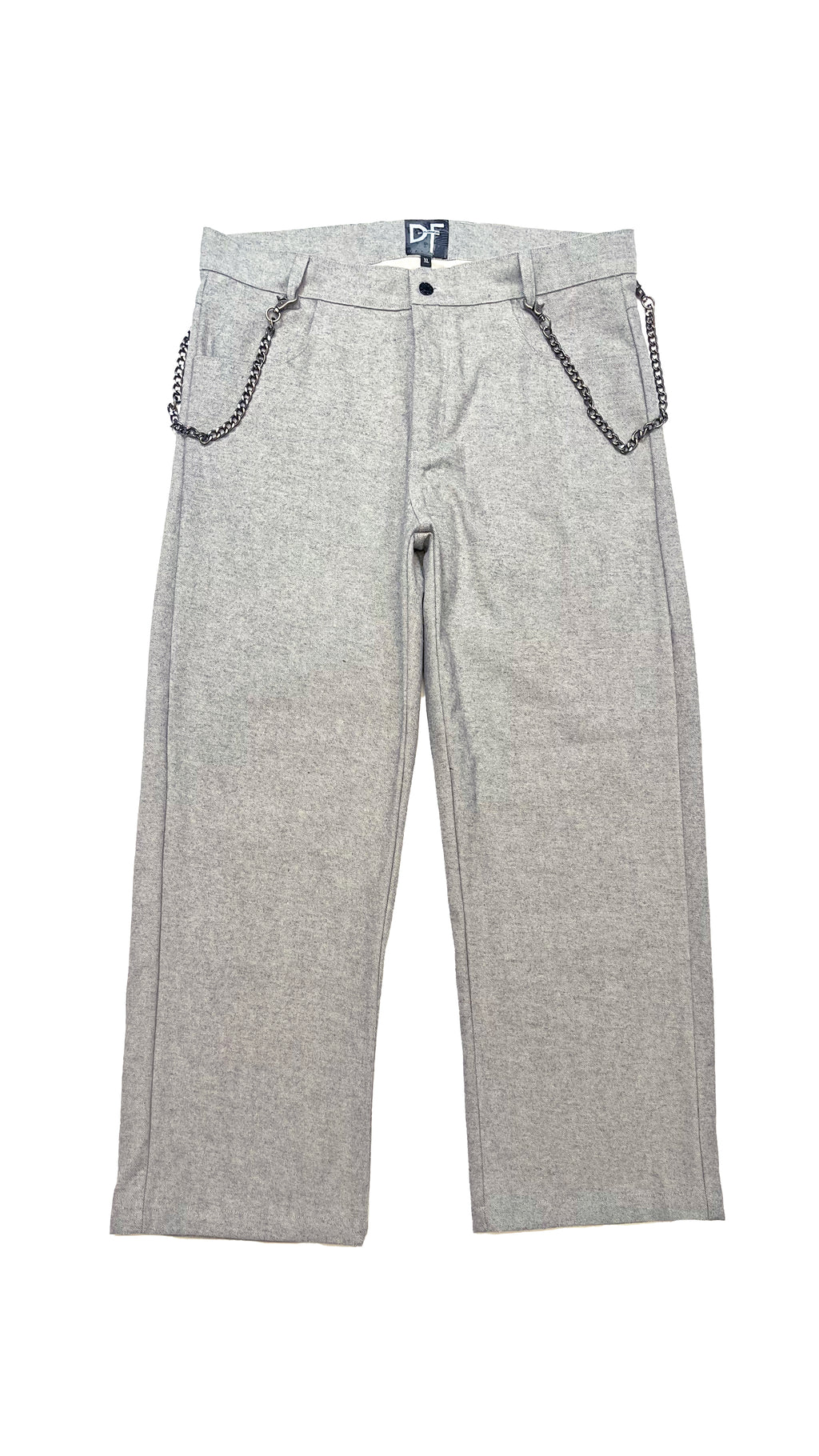 CHAINED DENIM JEANS - GREY