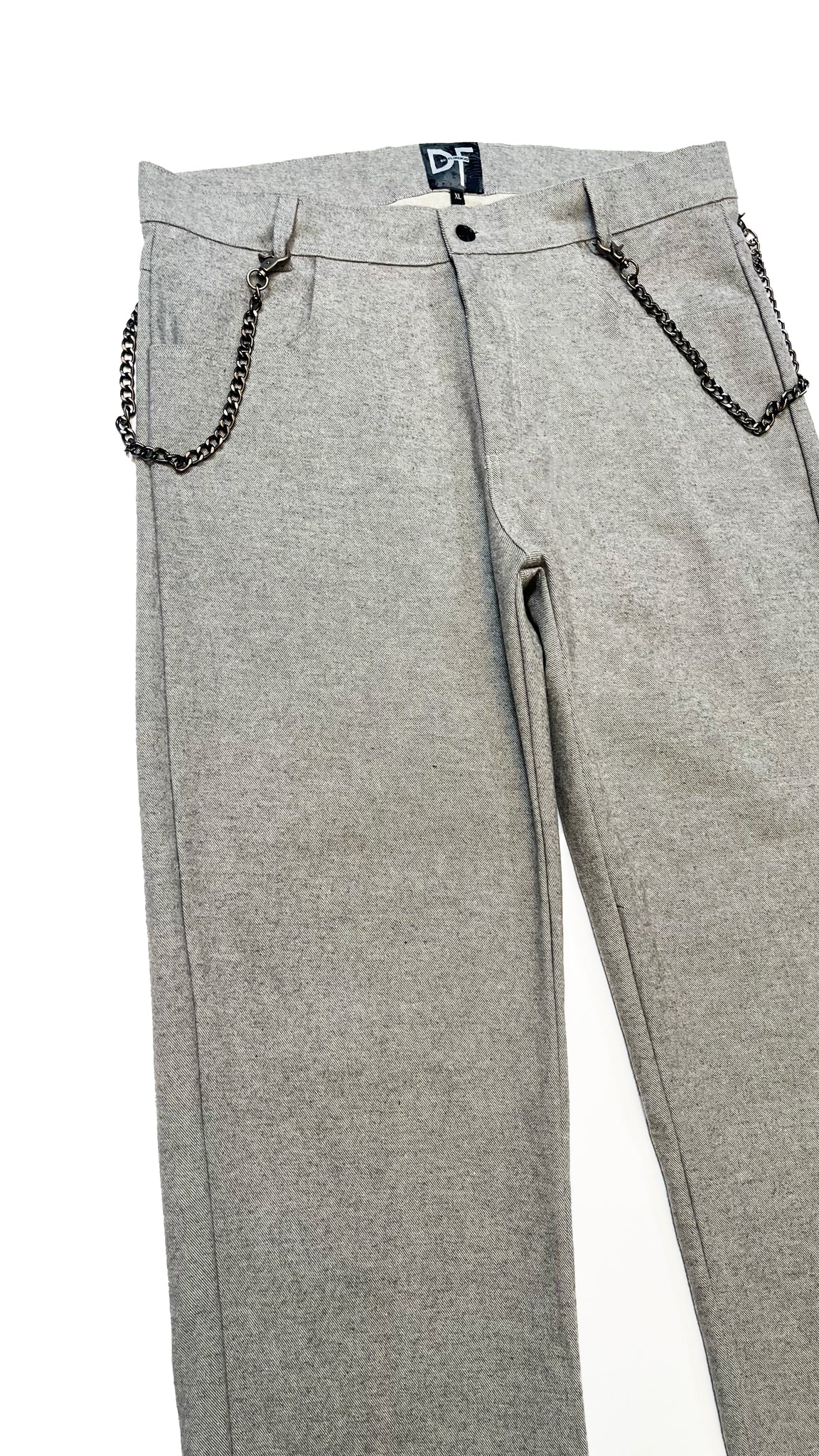 CHAINED DENIM JEANS - GREY