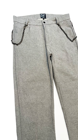 CHAINED DENIM JEANS - GREY