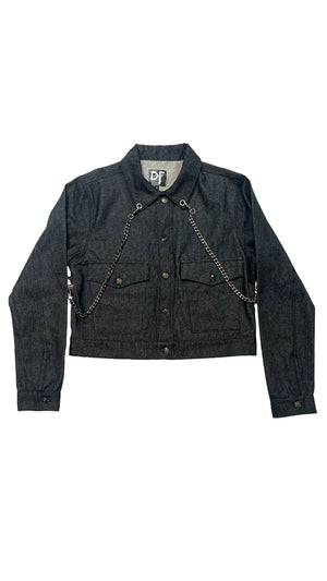 CHAINED DENIM JACKET - NAVY