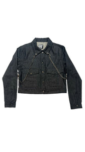 CHAINED DENIM JACKET - NAVY