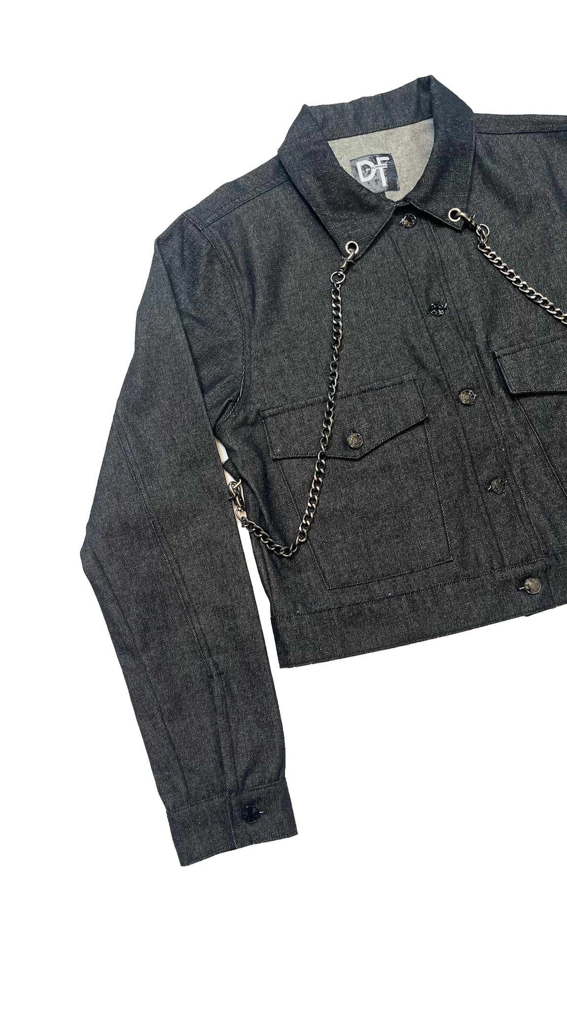CHAINED DENIM JACKET - NAVY