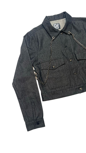 CHAINED DENIM JACKET - NAVY