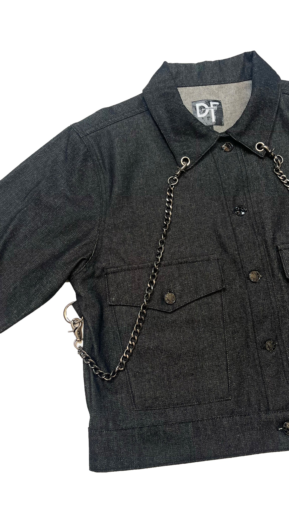 CHAINED DENIM JACKET - NAVY