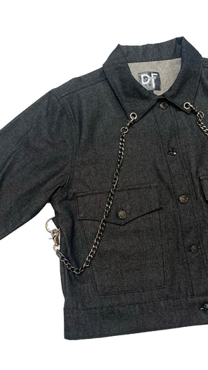 CHAINED DENIM JACKET - NAVY