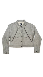 CHAINED DENIM JACKET - GREY