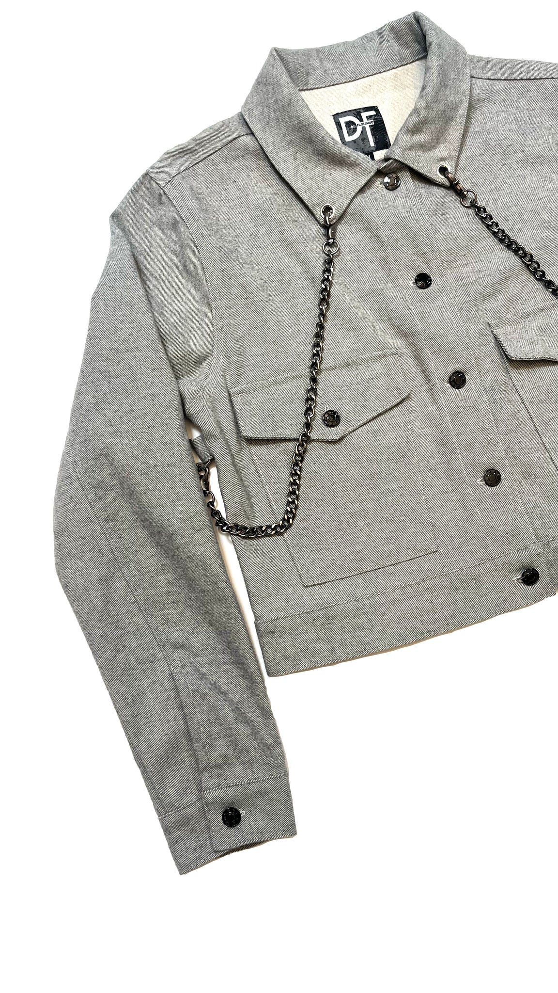 CHAINED DENIM JACKET - GREY