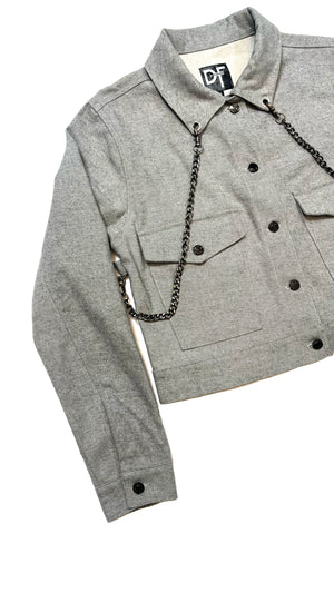 CHAINED DENIM JACKET - GREY