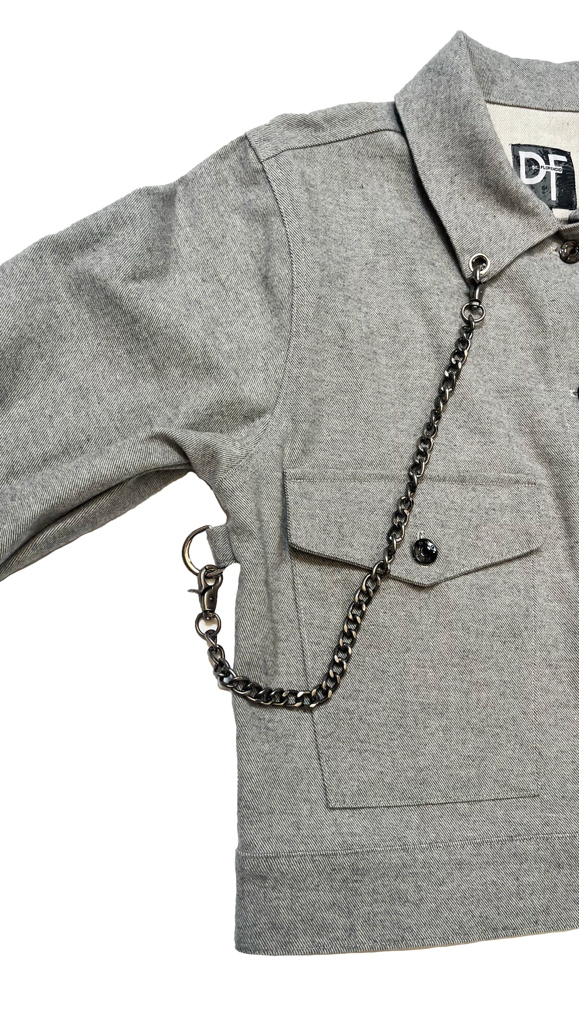 CHAINED DENIM JACKET - GREY