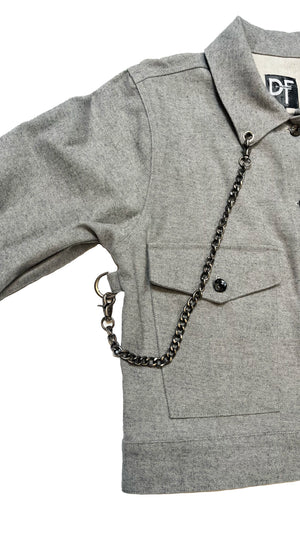 CHAINED DENIM JACKET - GREY