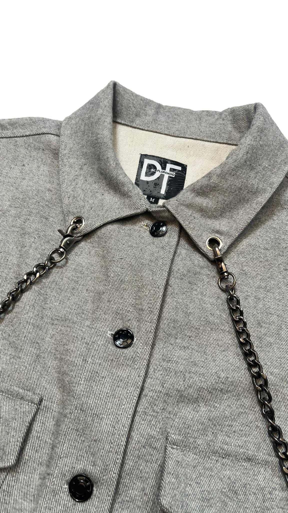 CHAINED DENIM JACKET - GREY