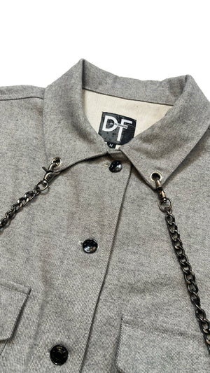 CHAINED DENIM JACKET - GREY